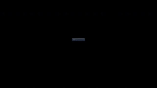 Modern dropdown menu opening and closing animation on dark UI