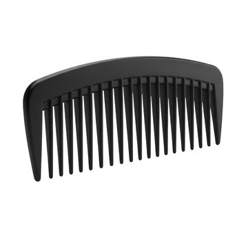 Black hair comb with fine teeth on transparent background
