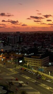 Colored Sunset In Aracaju Sergipe Brazil. Capturing The Hustle And Bustle Of A Vibrant City From Above. Sunrise Cities Of The World Landscape. Downtown Cityscape. Aracaju Sergipe.
