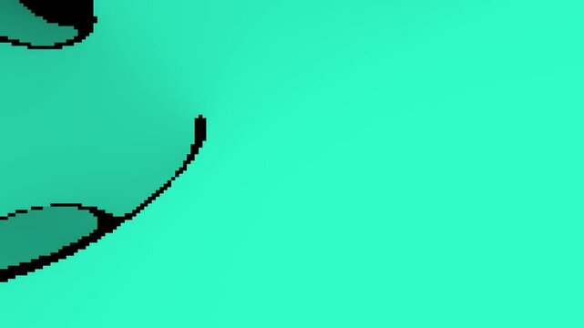 Pixelated Teal Gradient with Organic Black Shape