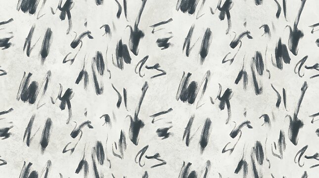 Minimalist monochrome endless repeating motif featuring loose chalk paint marks distributed across a neutral stone canvas for textile styling pattern seamless background white brush stroke gray