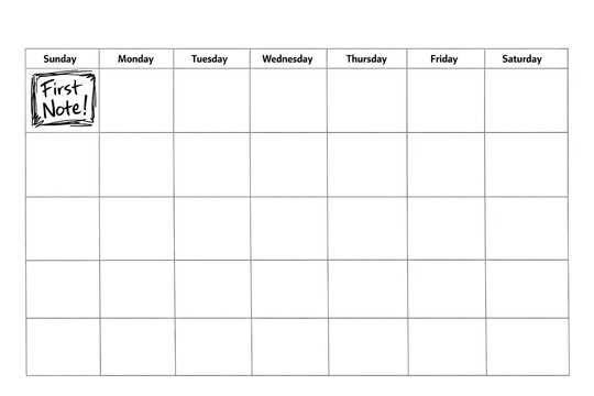 Weekly calendar with space for notes and planning