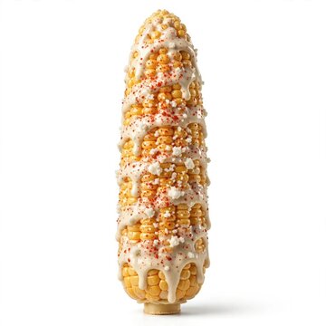 Mexican Street Corn Elote with Creamy Sauce, Cotija Cheese, and Chili