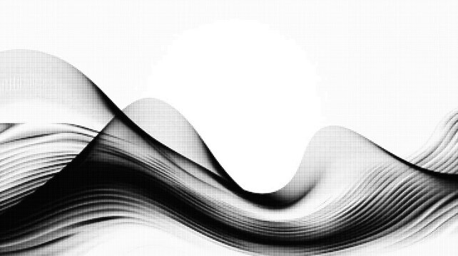 Abstract black and white halftone wave pattern