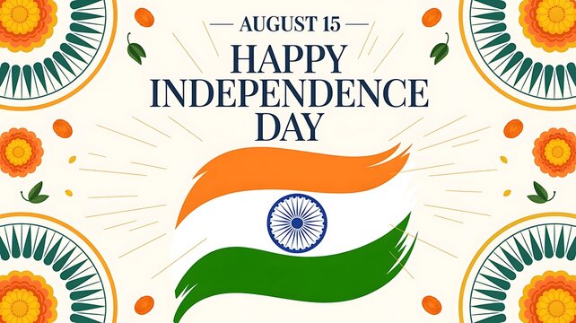 Happy indian independence day 15 august tricolor flags ashoka chakra celebration podium
