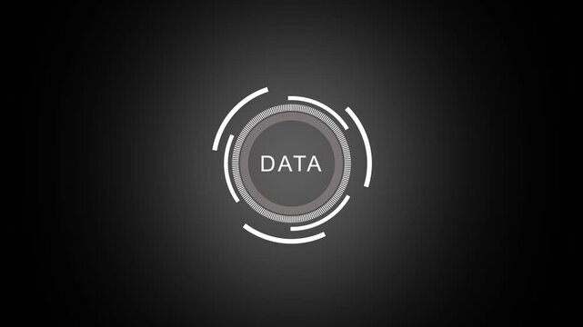 Minimalist abstract white hud target rotating animation on dark gradient background seamless loop of a head-up display on a rotation motion interface technology radar