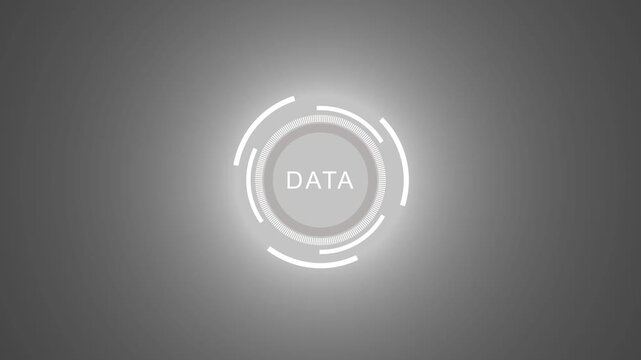 Minimalist abstract white hud target rotating animation on grey gradient background seamless loop of a head-up display on a rotation motion interface technology radar