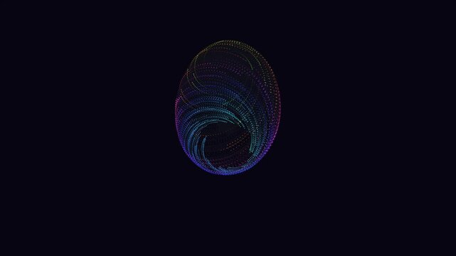 Ethereal Particle Sphere: Vibrant Swirling Dots on Dark Background