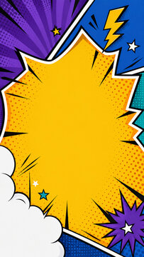 Colorful Comic Art Background with Halftone