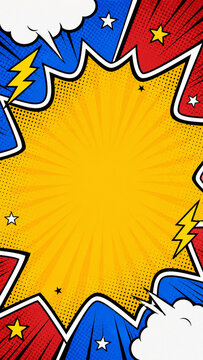 Comic Book Pop Art Background with Halftone
