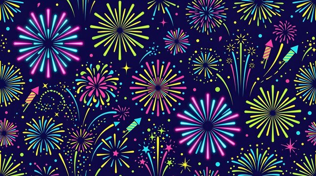 Colorful fireworks display pattern against a dark blue background for events
