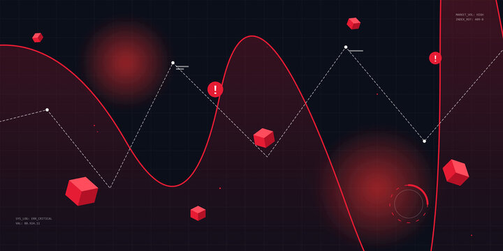Abstract financial data visualization with digital interface on transparent background