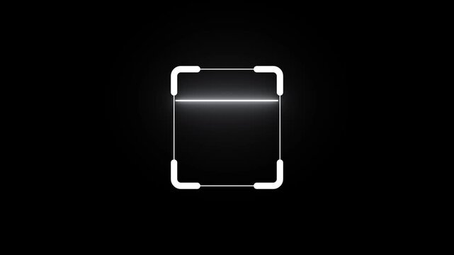 Neon white Glowing scanner icon animation isolated scanner neon shine icon animation. Fingerprint biometric scanning animation. Biometric scanning animation showing neon fingerprint animation 4k video