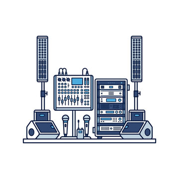 Professional Audio Sound System Vector Illustration