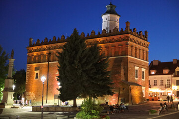 Sandomierz, Polska, swietokrzyskie,  noc, miasto, stare miasto, zamek, pałac, architektura, budynki © dulak