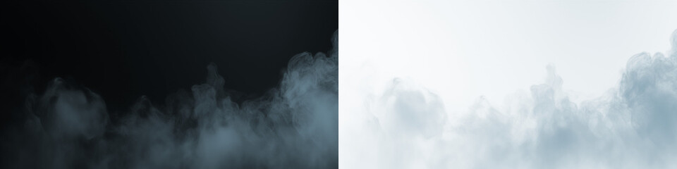 Abstract blue smoke or fog clouds on black and transparent background © Amir