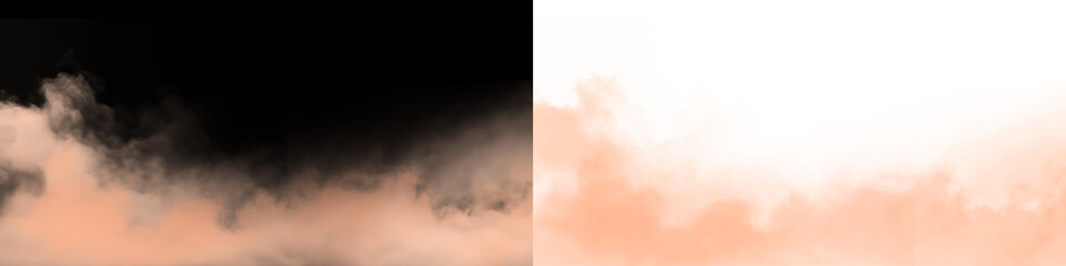 Fototapeta premium Soft peach colored smoke or clouds on black and transparent background