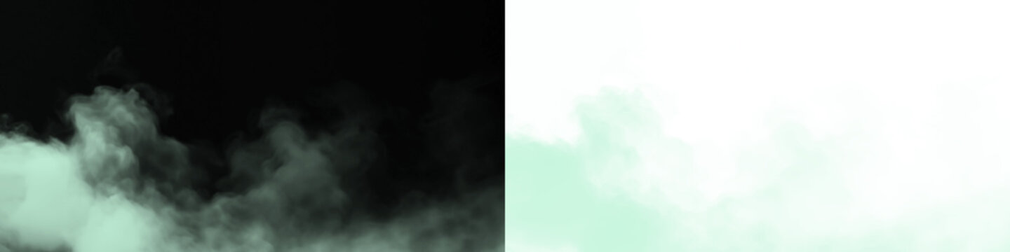 Green smoke or fog effect isolated on black background isolated on transparent background