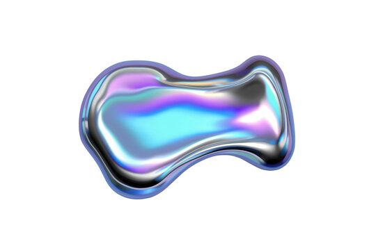 Compact iridescent abstract fluid shape with cyan purple gradient