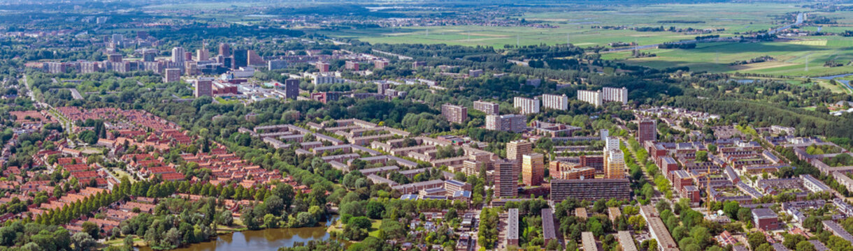Aerial panorama of the Waterlandplein neighbourhood in Amsterdam