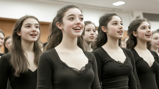 Youthful Chorus: Harmonious Choir Perform with Passion and Joyful Voices