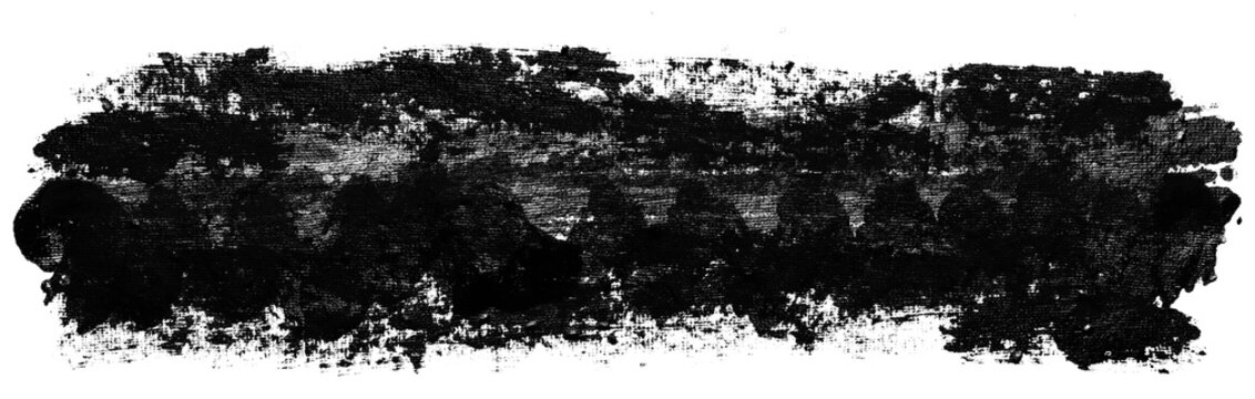 black paint brush stroke texture with rough edges, visible bristle marks and uneven ink coverage isolated.