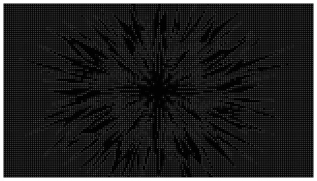 Radiating starburst halftone dot pattern dark style.