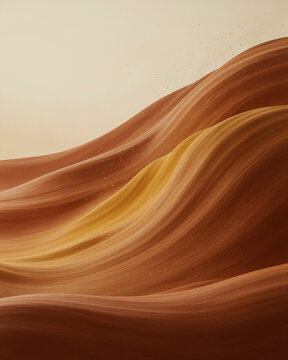 An abstract composition featuring flowing, layered waves of warm colors, reminiscent of sandstone slot canyons