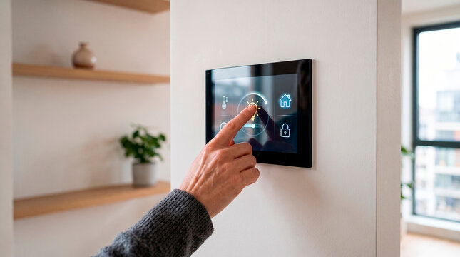 Person using a smart home control panel
