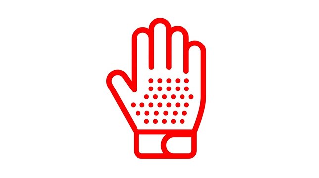 Red pet grooming glove icon isolated on white
