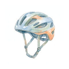 Fototapeta premium Watercolor Bicycle Helmet Illustration for Cycling Safety.