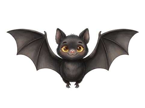Adorable cartoon bat character with outstretched wings facing the viewer