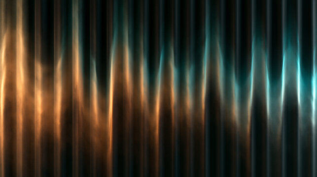Abstract Glowing Neon Wave on Fluted Glass Texture