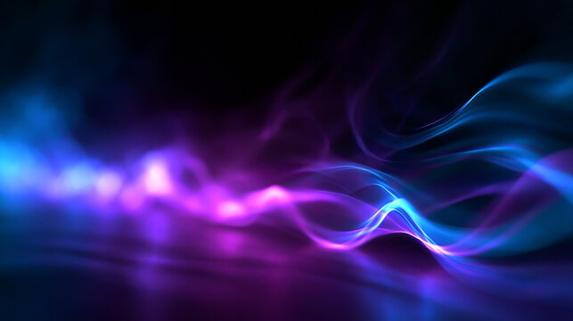 Abstract Neon Glowing Energy Wave on Dark Background