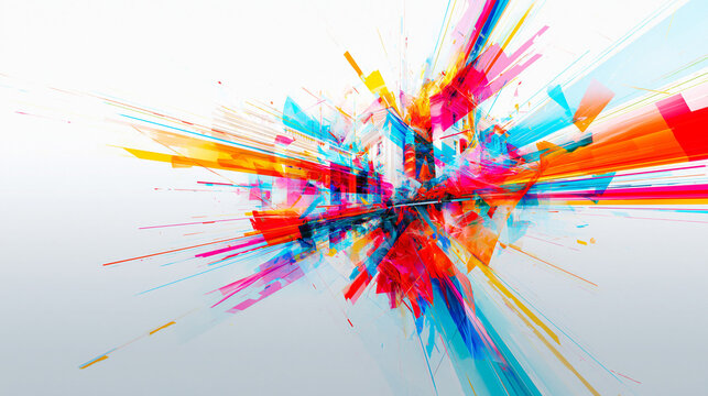 Abstract Colorful Explosion of Dynamic Geometric Splatters