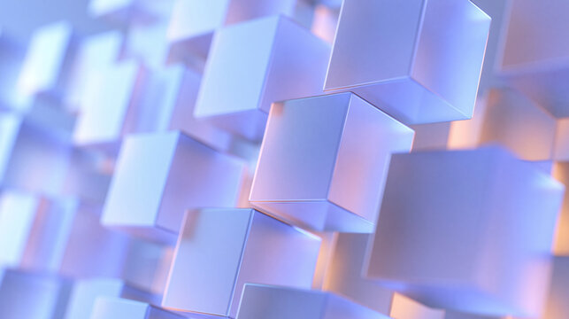 Abstract Background with Floating 3D Geometric Cubes