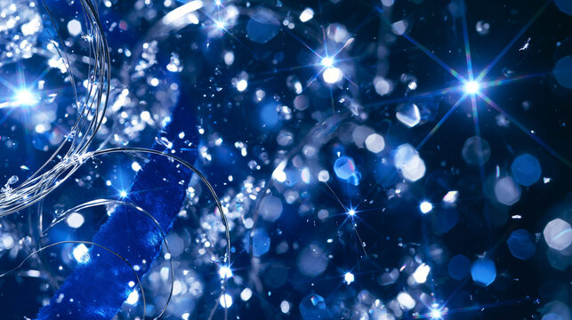 Abstract Blue Glitter Background with Bokeh and Sparkles