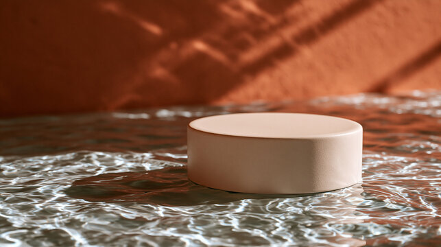 Round Podium on Rippled Water for Product Display Mockup