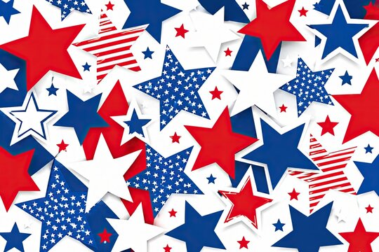 Red blue and white stars pattern for celebration and holiday design