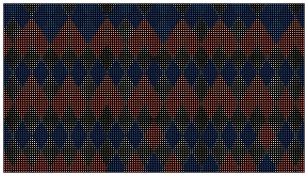 Blue orange diamond geometric pixel grid pattern.