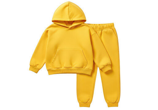 Yellow baby raincoat and pants set isolated on transparent background
