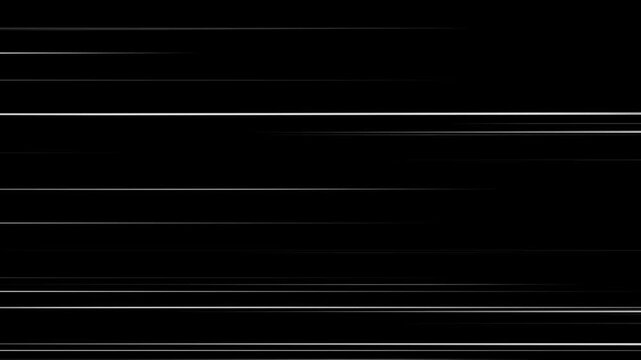 Comic anime speed line motion in cartoon concept. Action speed lines animation. Right to Left speed lines moving with alpha channel. Manga speed line movement transparent 4K. Seamless looping.