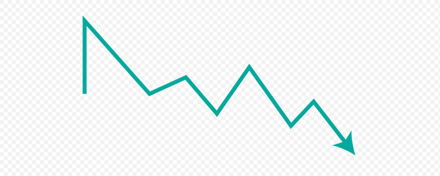 Trend line graph vector icon with upward and downward fluctuations for business analytics