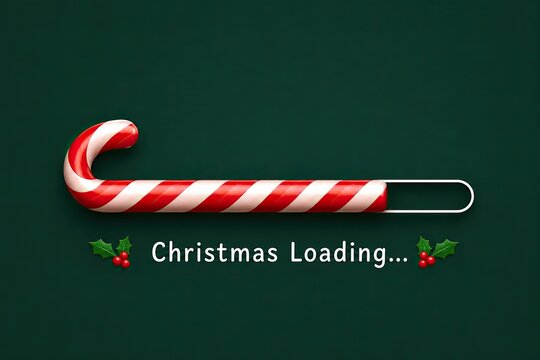 Red and white candy cane loading bar for christmas holiday season