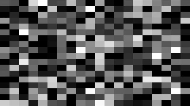 Loopable abstract mosaic blur censored animated. Black and white blocks shifting and changing in a dynamic animation. Digital pixel censored mosaic blocks shifting concept animation.  mosaic blur.