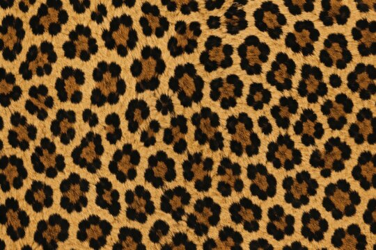 Seamless leopard skin print pattern with black spots on a tan background