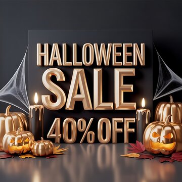 Halloween sale cart poster design with Halloween theme