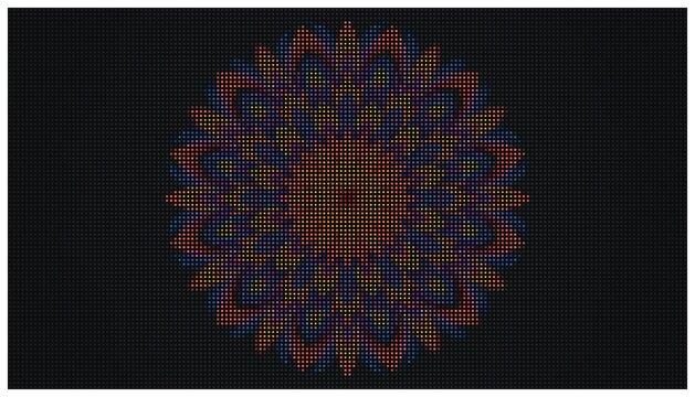 Mandala pattern ornate geometric color dot art.