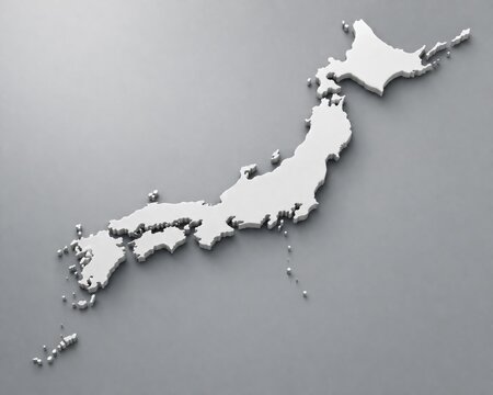 3d render of the japan country map isolated on a white background