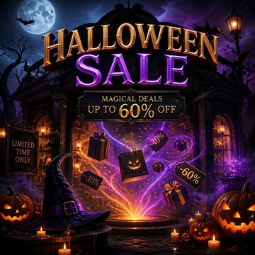 Halloween sale social media post design